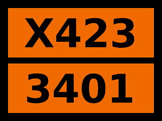 Табличка опасный груз "X423-3401. Амальгама щелочных металлов твердая"