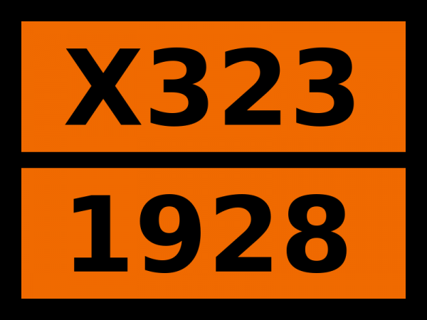 Табличка опасный груз "X323-1928. Магния метилбромид в этиловом эфире"