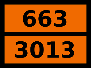 Табличка опасный груз "663-3013. Пестицид — производный нитрофенола жидкий токсичный"