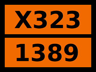 Табличка опасный груз "X323-1389. Амальгама щелочных металлов, жидкая"