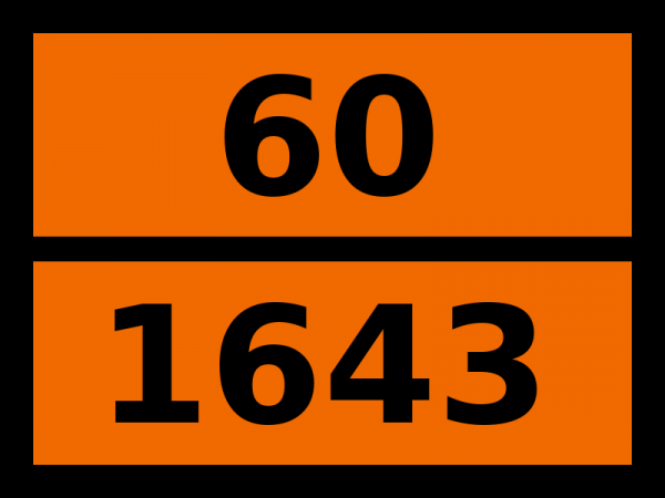 Табличка опасный груз "60-1643. Ртути (ii)-калия иодид"