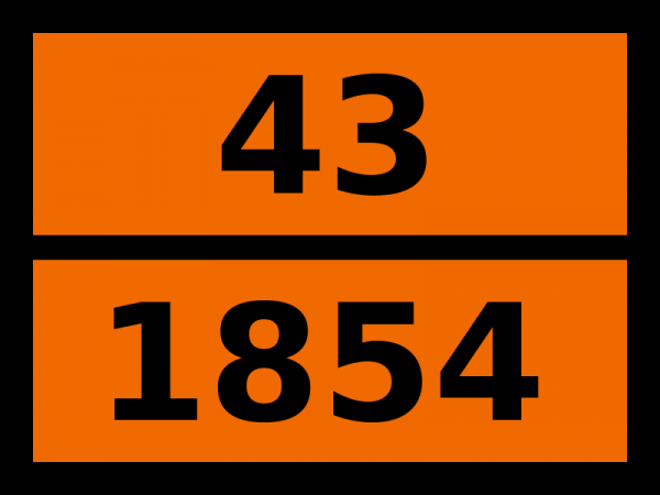 Табличка опасный груз "43-1854. Бария сплавы пирофорные"