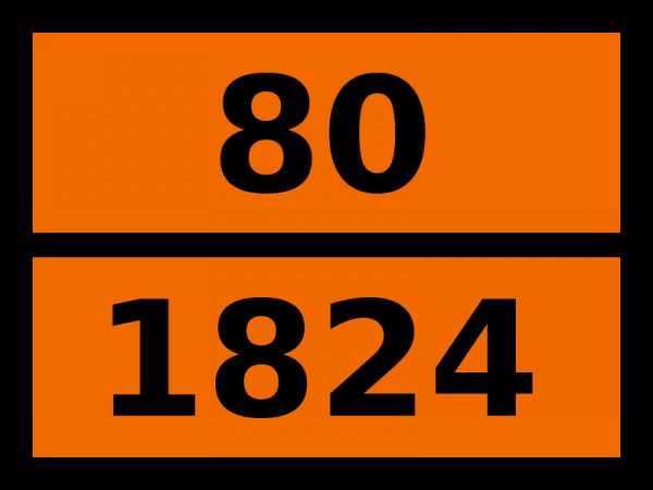 Табличка опасный груз "80-1824. Натрия гидроксида раствор"