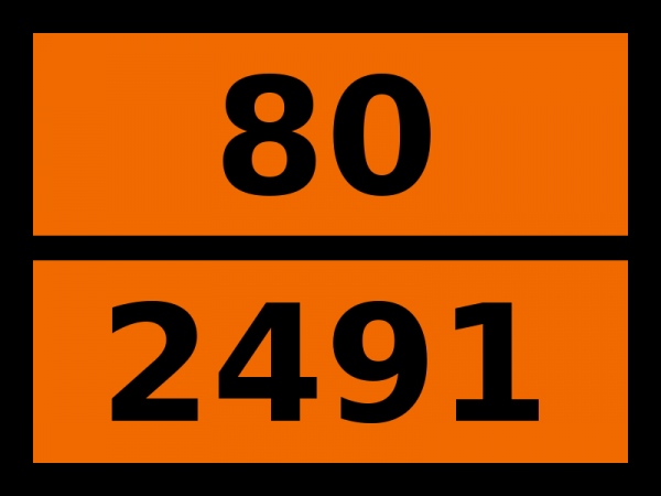 Табличка опасный груз "80-2491. Этаноламин или этаноламина раствор"