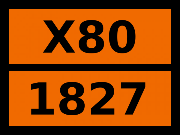 Табличка опасный груз "X80-1827. Олова тетрахлорид безводный"