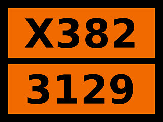 Табличка опасный груз "X382-3129. Жидкость, реагирующая с водой, коррозионная, н.у.к."