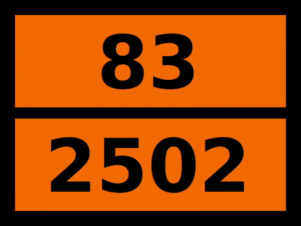 Табличка опасный груз "83-2502. Валерилхлорид"