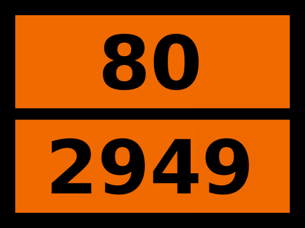 Табличка опасный груз "80-2949. Натрия гидросульфид гидратированный"