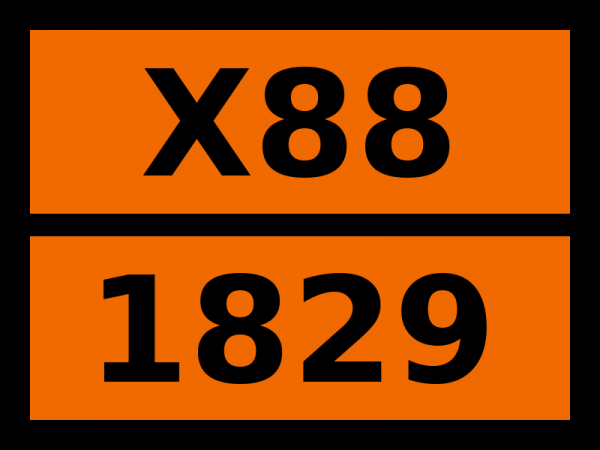Табличка опасный груз "X88-1829. Серы триоксид стабилизированный"
