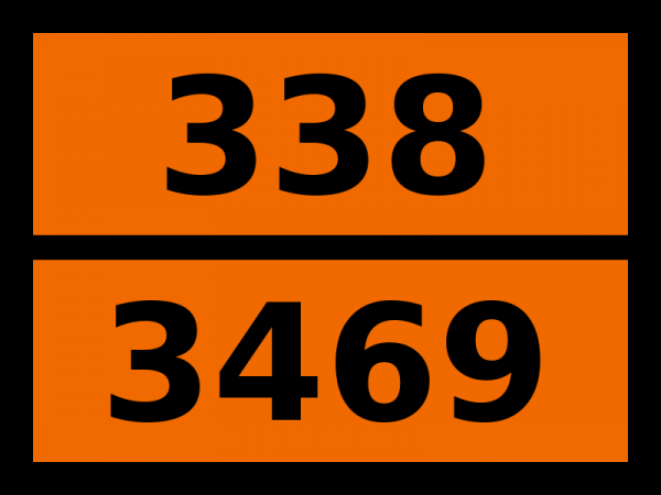 Табличка опасный груз "338-3469. Краска легковоспламеняющаяся"