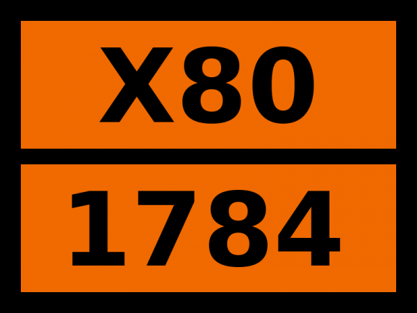 Табличка опасный груз "X80-1784. Гексилтрихлорсилан"