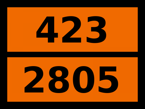 Табличка опасный груз "423-2805. Лития гидрид — плавленый твердый"