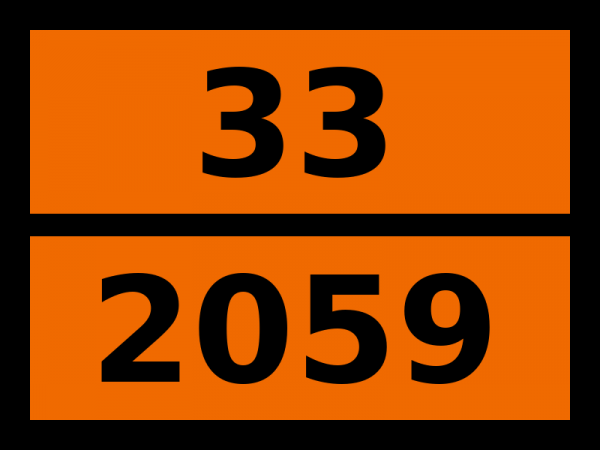 Табличка опасный груз "33-2059. Нитроцеллюлозы раствор легковоспламеняющийся"