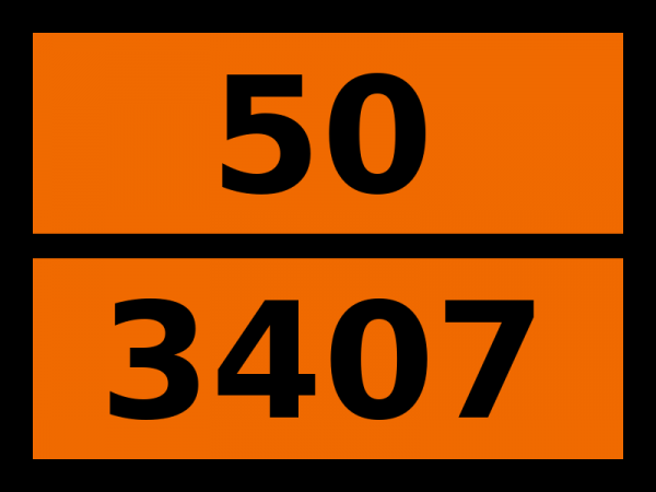 Табличка опасный груз "50-3407. Хлората и магния хлорида смеси раствор"