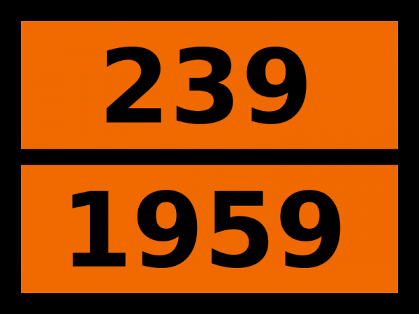 Табличка опасный груз "239-1959. 1,1-дифторэтилен (газ рефрижераторный r 1132a)"