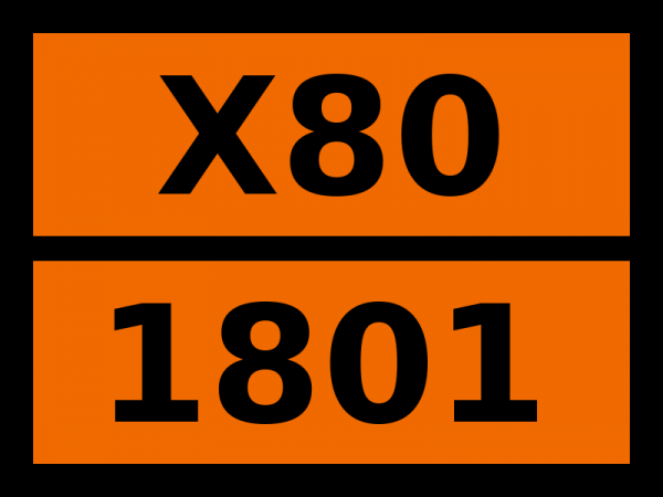 Табличка опасный груз "X80-1801. Октилтрихлорсилан"
