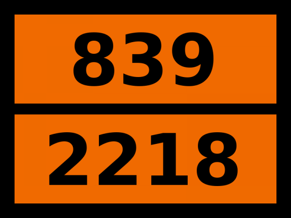 Табличка опасный груз "839-2218. Кислота акриловая стабилизированная"