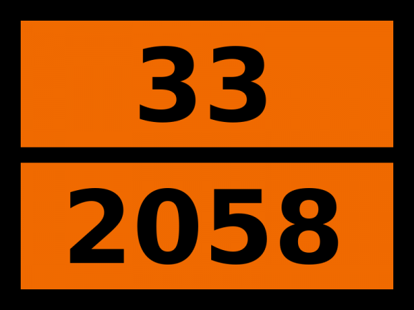 Табличка опасный груз "33-2058. Валеральдегид"