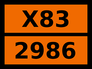 Табличка опасный груз "X83-2986. Хлорсиланы коррозионные легковоспламеняющиеся, н.у.к."