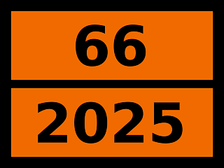 Табличка опасный груз "66-2025. Ртути соединение твердое, н.у.к."