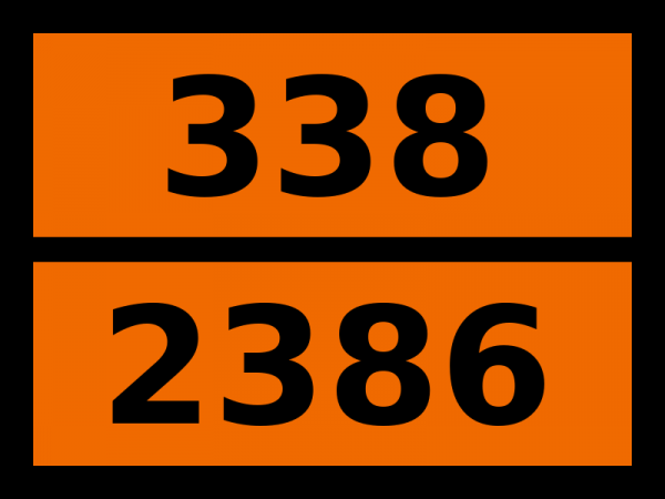 Табличка опасный груз "338-2386. 1-этилпиперидин"